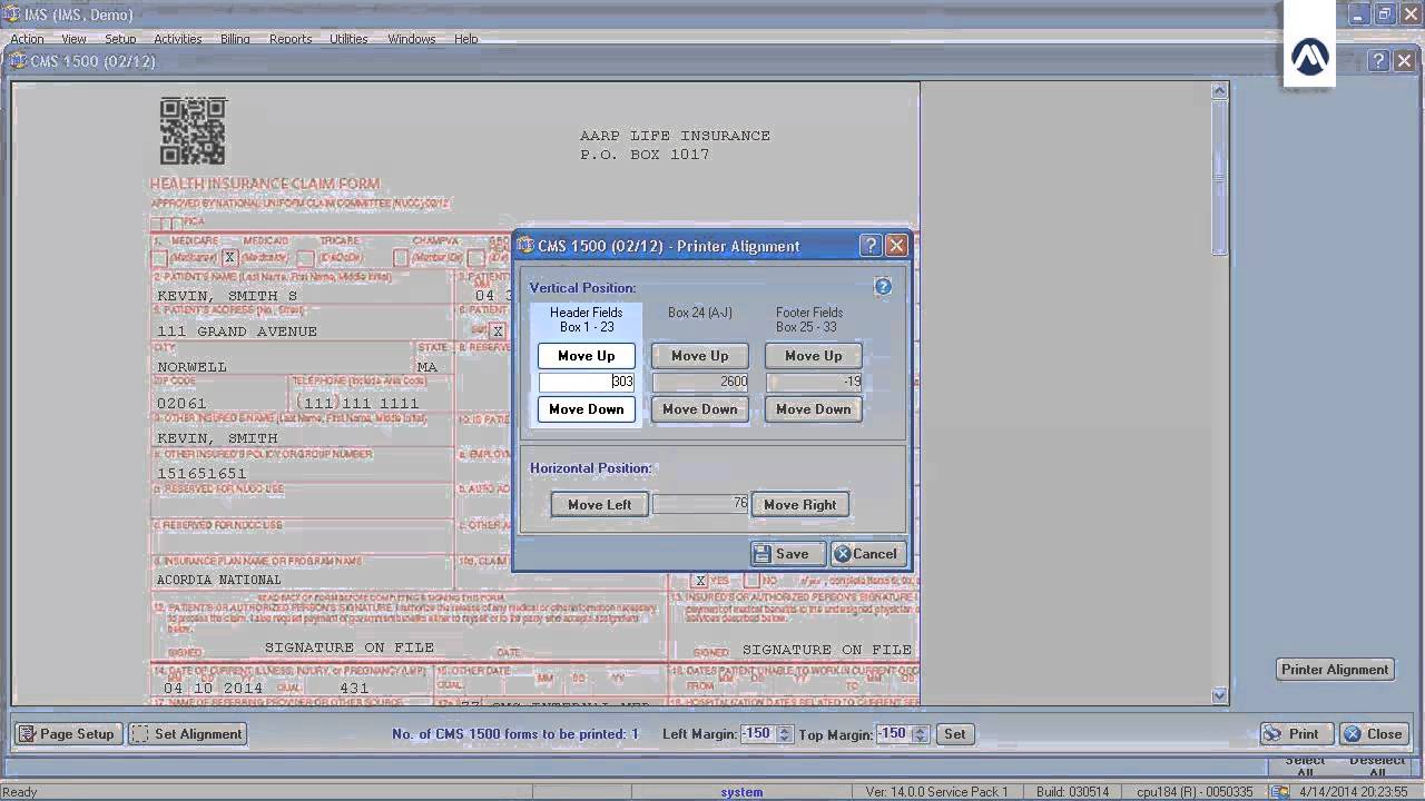 CMS 1500 Form Alignment