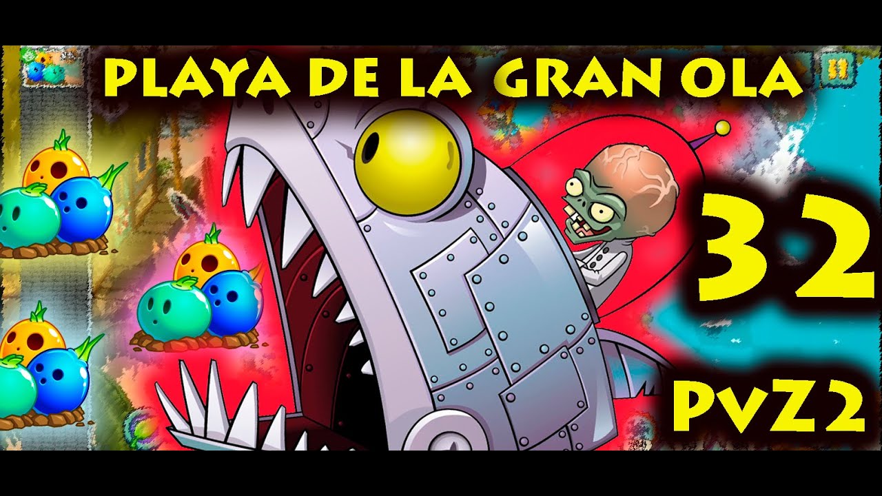 Plantas vs. Zombies 2 - Playa de la Gran Ola - Día 32