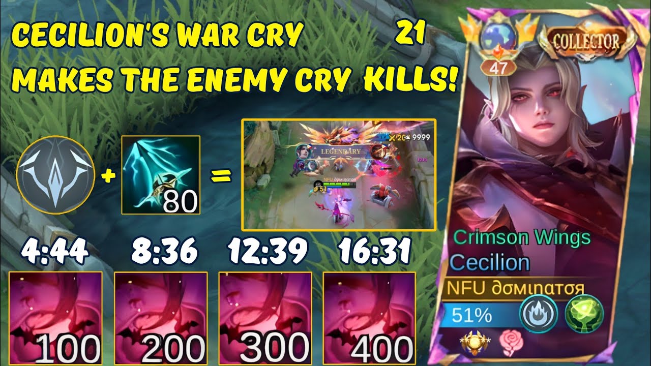 21 KILLS! Cecilion's War Cry Makes The Enemy CRY, Cecilion Gameplay, Cecilion Best Build 2024 #ml