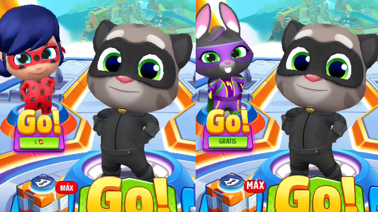 Talking Tom Hero Dash Becca's Rapid Rush vs Miraculous Chase event Cat Noir Tom vs Roy Raccoon 