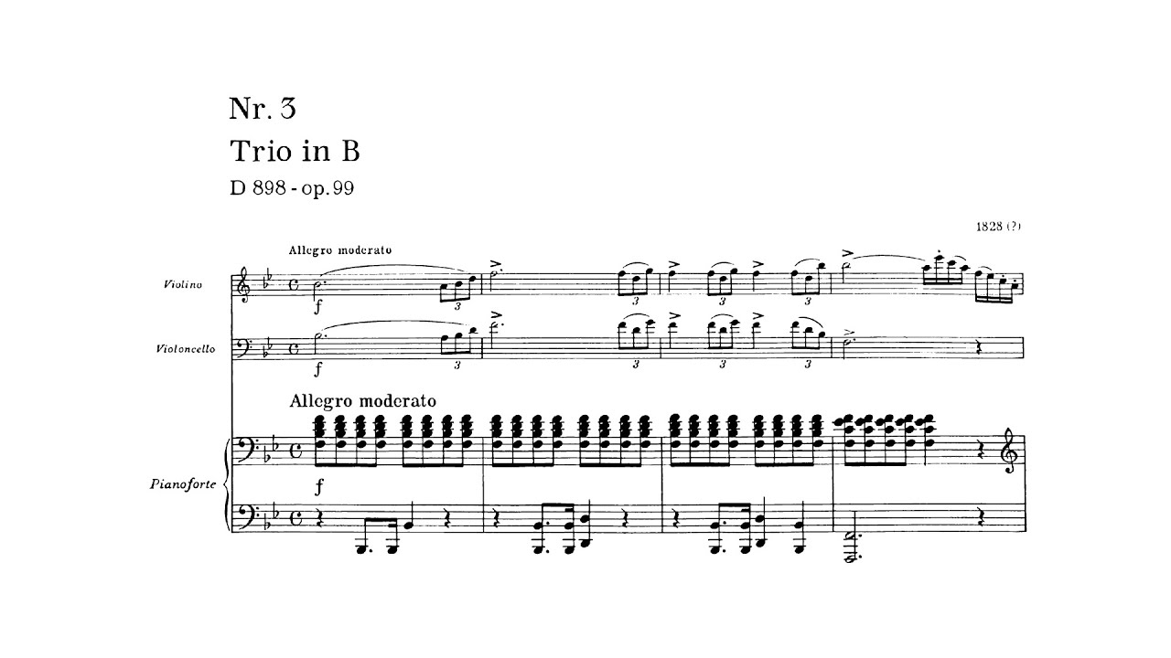 Schubert: Piano Trio No. 1 in B-flat major, D 898, Op. 99 (with Score)