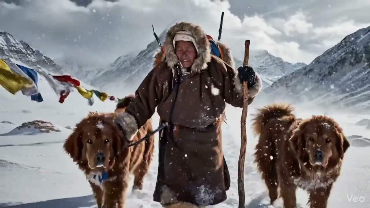 A silent bond between an old woman and her dogs