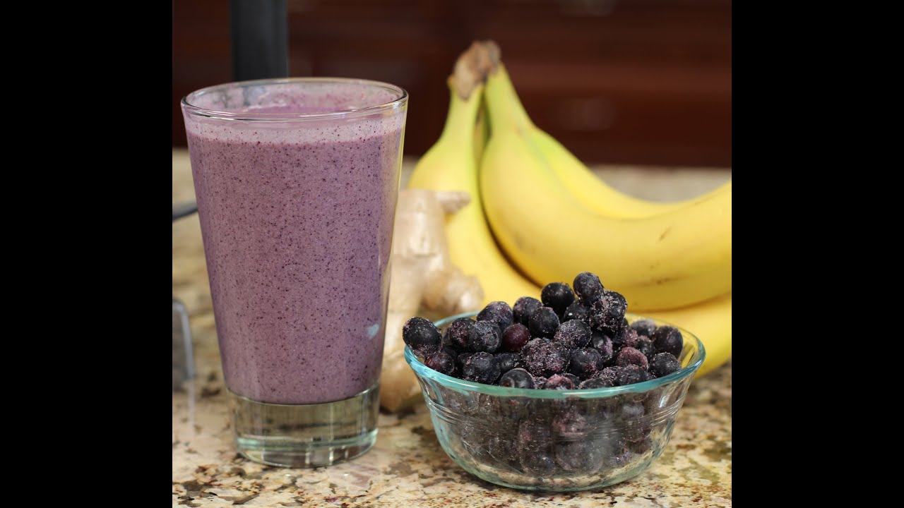 Blueberry Banana Protein Smoothie For A Quick And Healthy Breakfast Or Snack.
