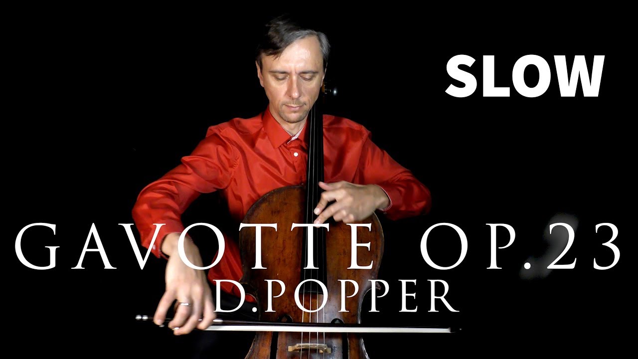 D. Popper Gavotte No. 2 in D Major op.23 in SLOW PRACTICE tempo | Play along with Cello Teacher