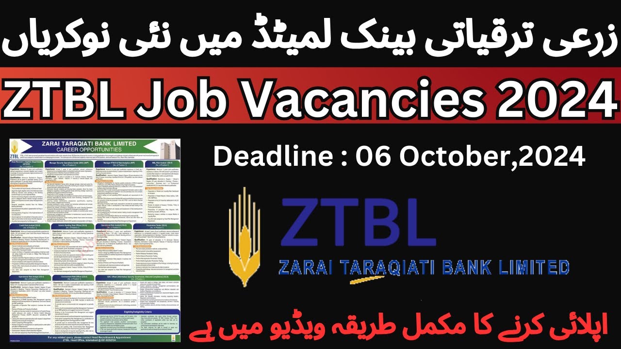 2024's BIGGEST Job Opportunity at Zarai Taraqiyati Bank APPLY NOW!