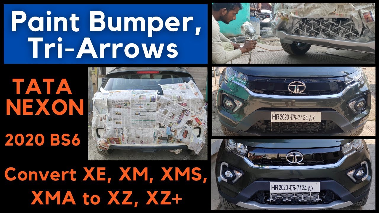 Bumper and Tri-Arrows Bi-Arrow Grill Paint on Tata Nexon 2020 XE, XM, XMS, XMA | Modify Nexon