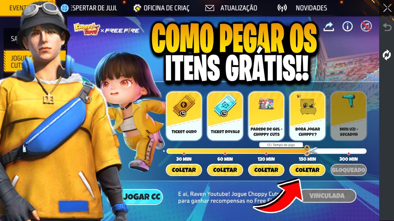 FUI O PRIMEIRO A PEGAR O EMOTE DO CHOPPY CUTS GRÁTIS NO FREE FIRE, COMO COMPLETAR O EVENTO!