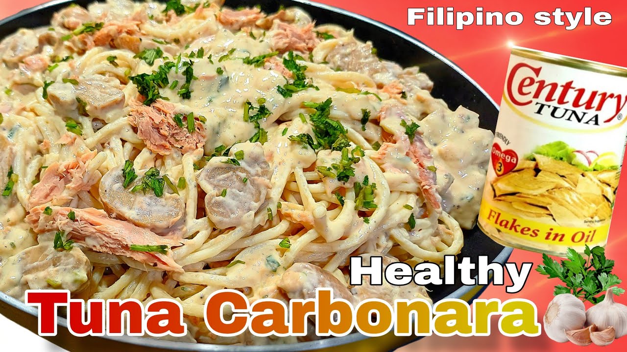 HOW TO COOK TUNA CARBONARA RECIPE WITH MUSHROOM AND CREAM  FILIPINO STYLE |masarap na handa sa pasko
