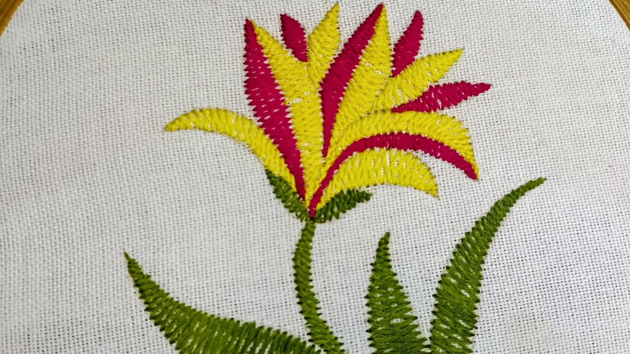 Herringbone stitch flower embroidery design | herringbone stitch tutorial #youtube 