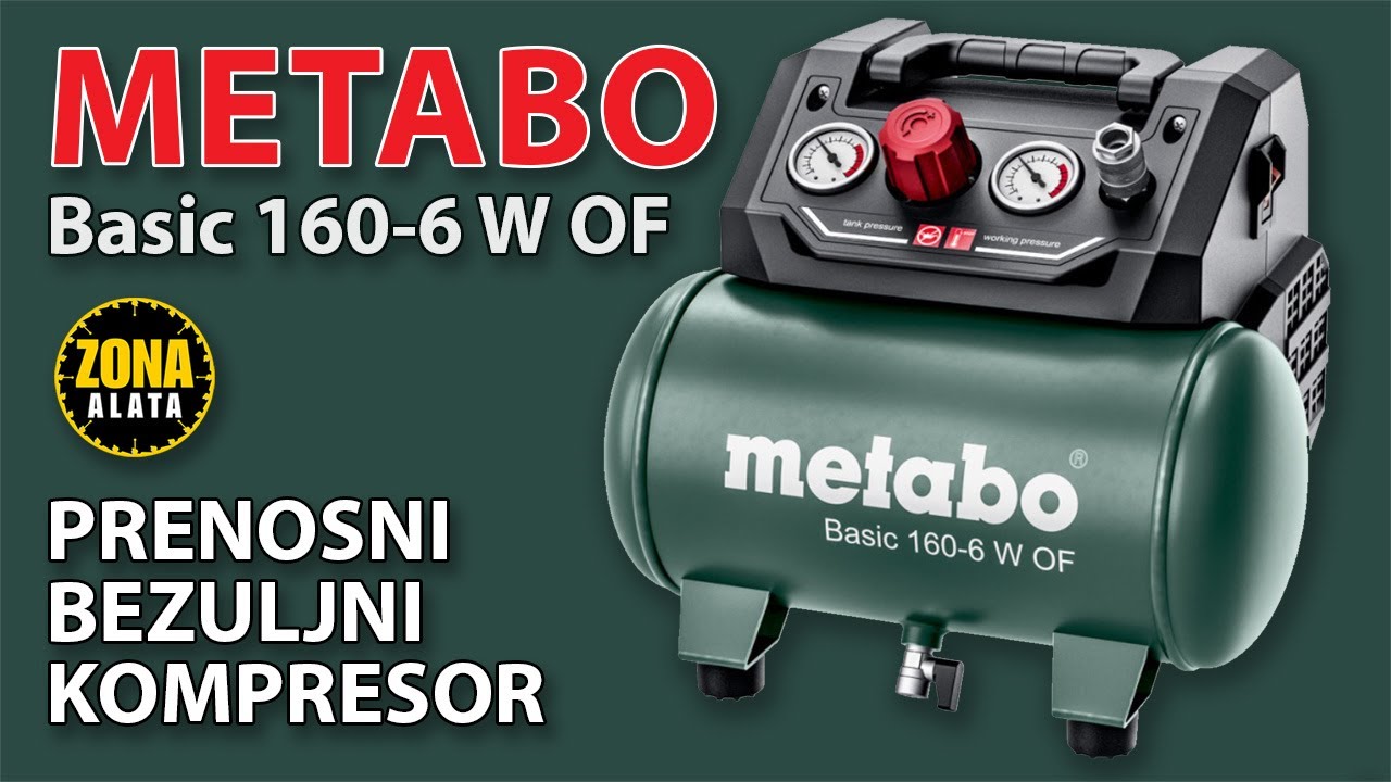 Bezuljni Kompresor Metabo Basic 160-6 W OF - Recenzija - Test 4K