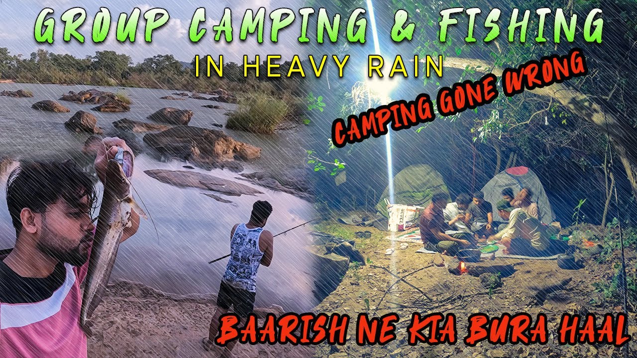 Overnight Group Camping & Fishing in Heavy Rain & Thunderstorm | Camping Gone WRONG