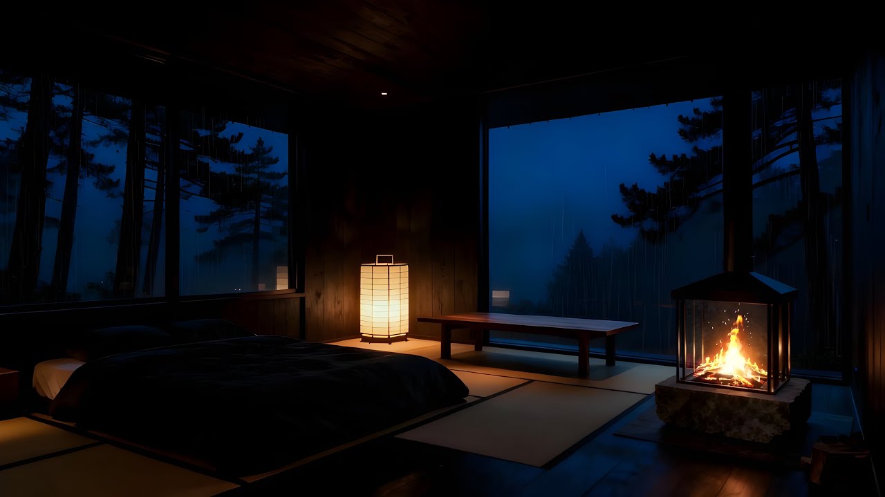 Rain Sounds for Insomnia | Dark Night Cabin for Deep Sleep