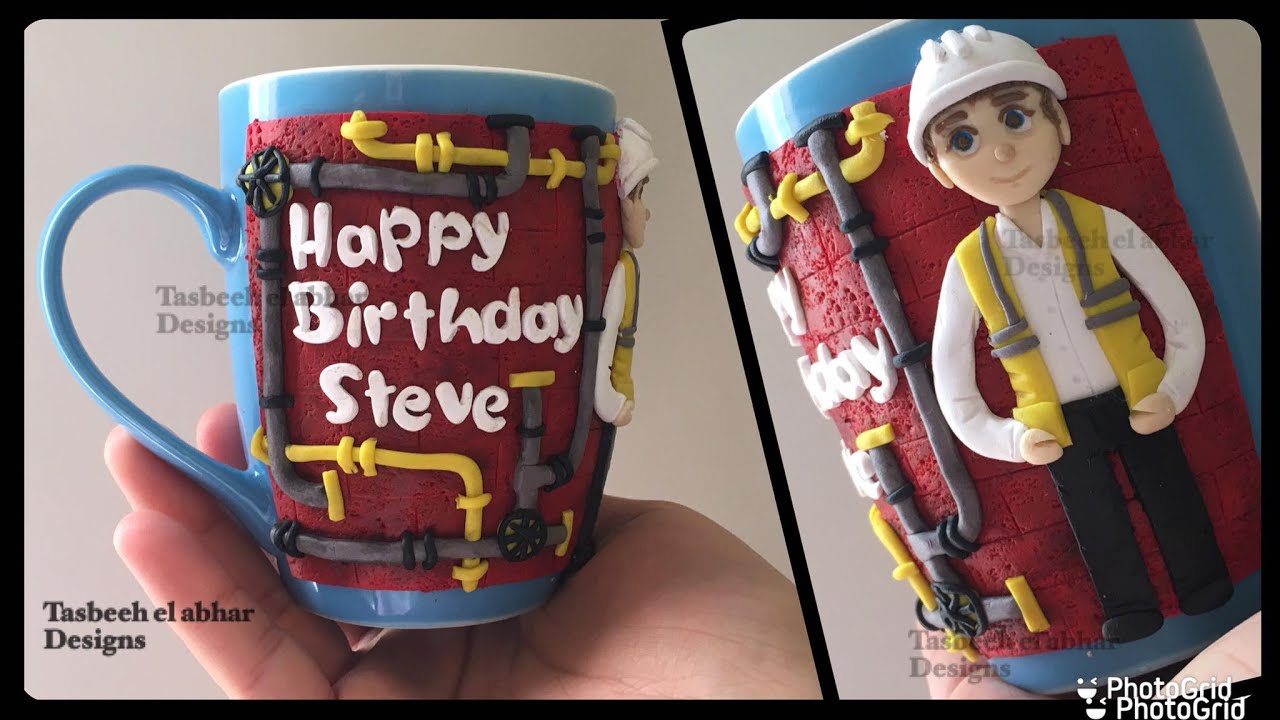 HowTo Make Polymer Clay Engineer Mug?#polymerclay#مج مهندس من الصلصال الحرارى بخطوات بسيطة