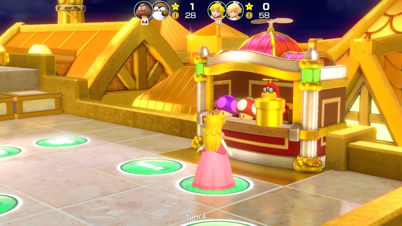 Super Mario Party Partner Party #2204 Tantalizing Tower Toys Peach & Rosalina vs Goomba & Monty Mole