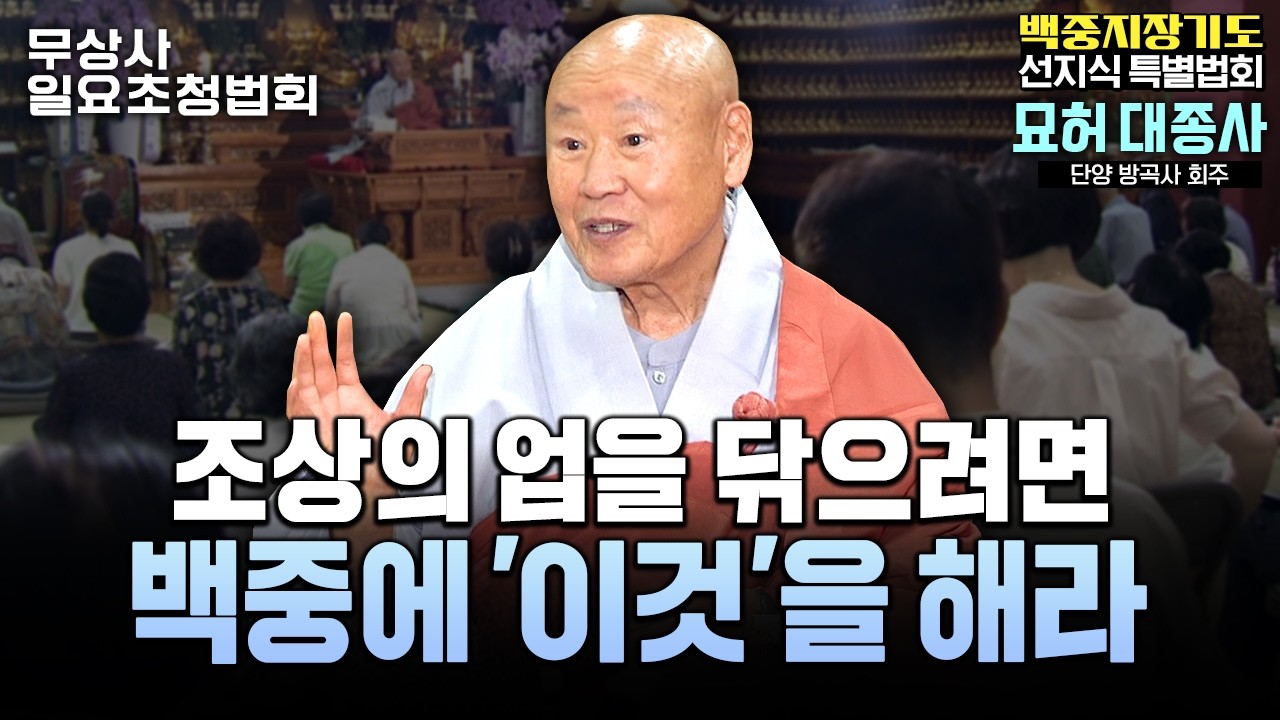 불교에서 가장 큰 명절인 백중! 백중 기간에는 왜 조상 천도재를 올려야 하는지 확실히 알려드립니다! #묘허스님 #무상사일요초청법회 917회 풀버전