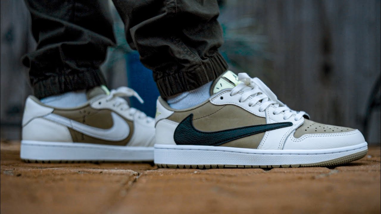 Travis Scott x Air Jordan 1 Low Golf Light Olive Review (4 Laces Swaps)