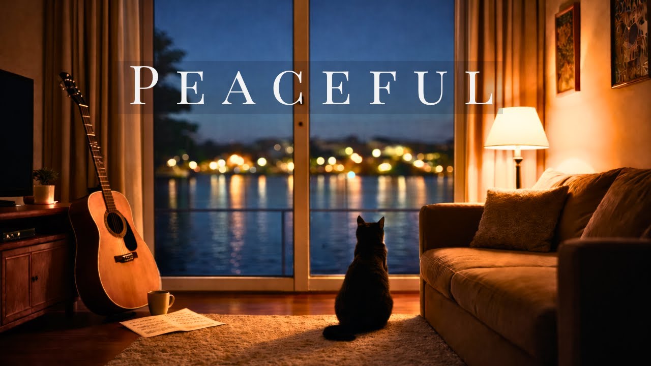 Peaceful Guitar Room at Night🌙 ３Hours for Work, Reading & Relax