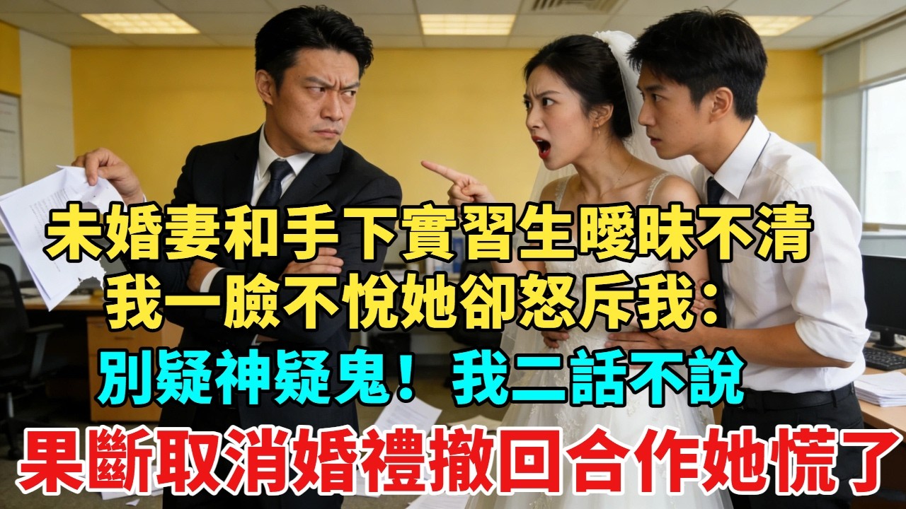 未婚妻和手下實習生曖昧不清，我一臉不悅，她卻怒斥我：「能不能別疑神疑鬼！」我二話不說，果斷取消婚禮，撤資收回所有合作她慌了！#故事頻道#情感故事#分享#情感#感情#婚姻