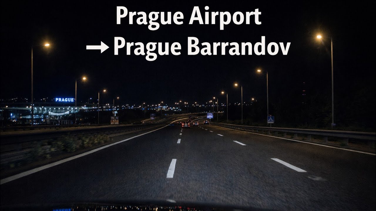 🚗 Prague Airport → Prague Barrandov | Calm Night Drive | 4K | No Commentary