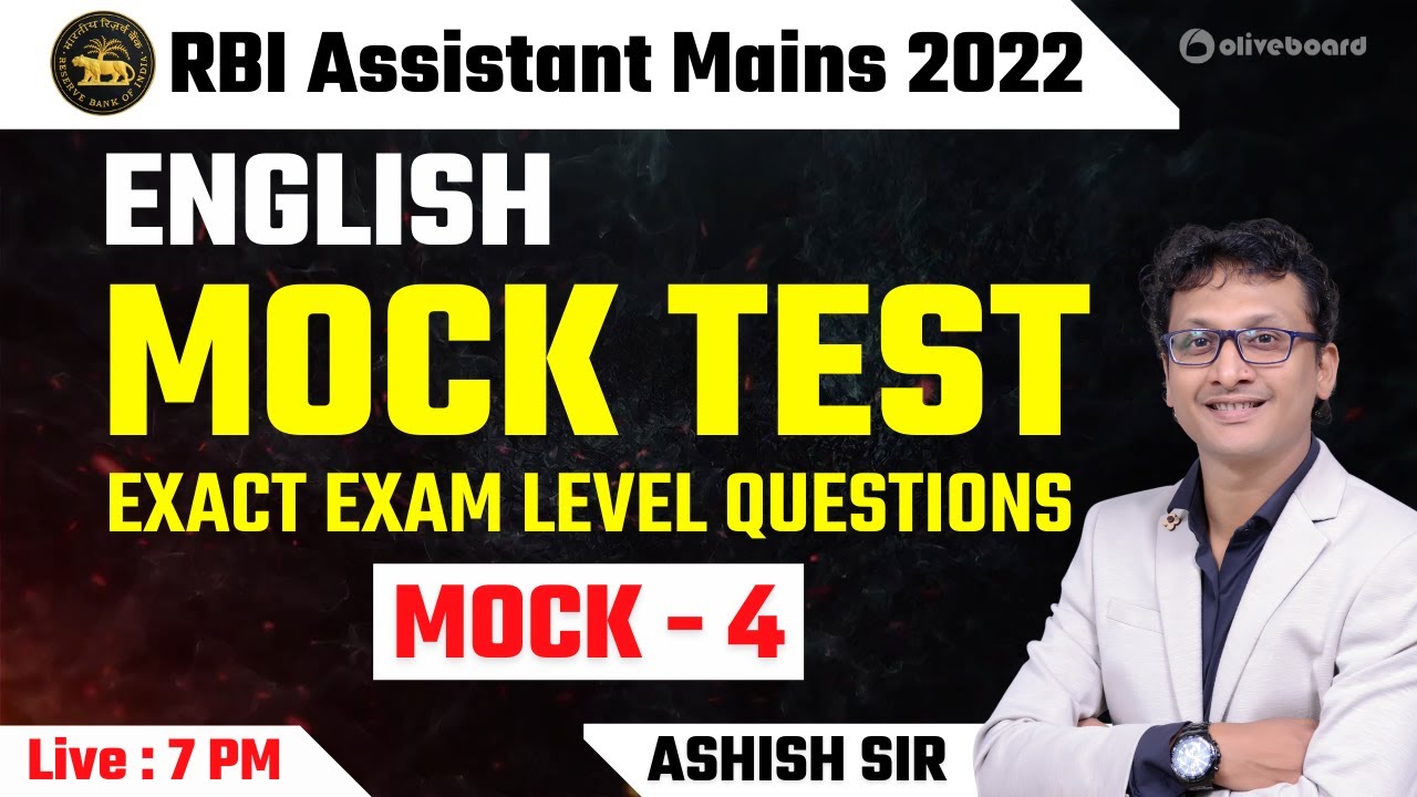 RBI Assistant Mains 2022 | English Mock Test | Exact Exam Level Questions | Mock - 4 | Aashish Sir