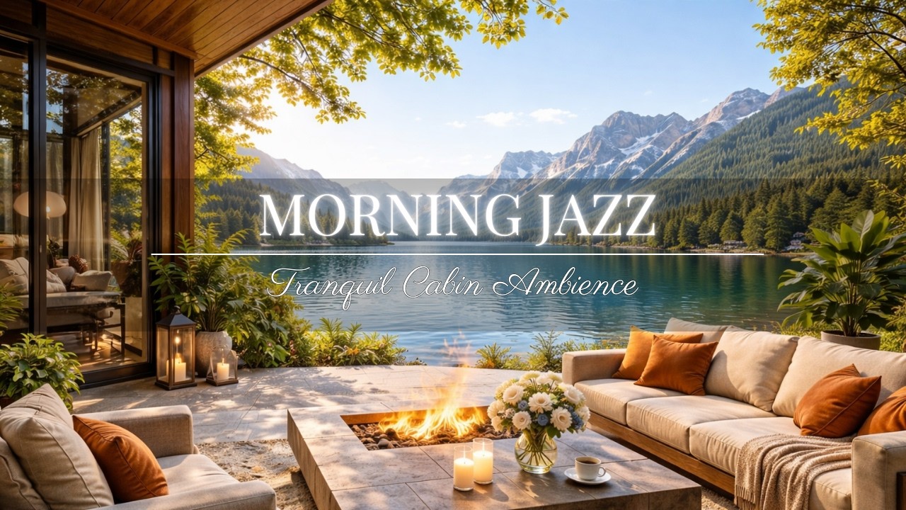 Morning Jazz ☀️ Lakeside Luxury Cabin Ambience | Relaxing & Positive Energy