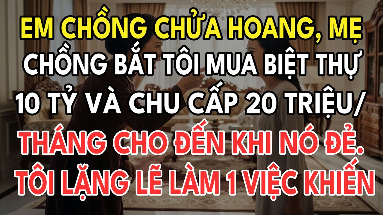 Em Chồng Chửa Hoang, Mẹ Chồng Bắt Tôi Mua Biệt Thự 10 Tỷ Và Chu Cấp 20 Triệu Tháng Tôi Tương Kế Tựu