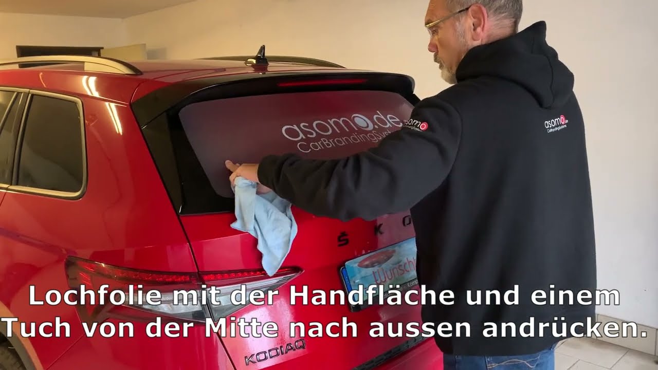 asomo Heckscheiben-Werbung Window Graphic Lochfolie PKW