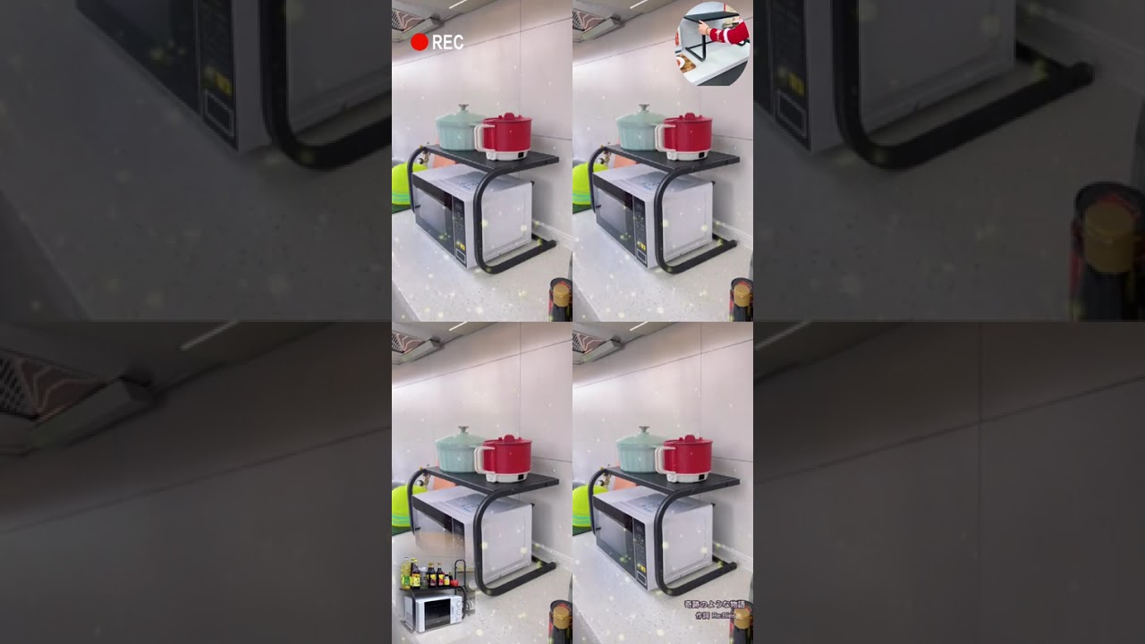 厨房置物架微波炉落地家用金属置物架#微波炉置物架 #置物架 #厨房置物架 #金属置物架 @DOU+小助手