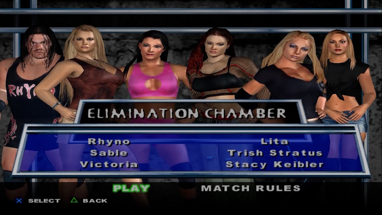 WWE SmackDown! HCTP - Rhyno,Sable,Victoria,Lita,TrishStratus,StacyKeibler (ELIMINATION CHAMBER)