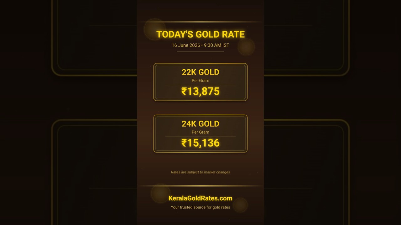 Kerala Gold Rate Today (16 June 2026) 💰 | 22K & 24K Gold Price Today in Kerala #gold #kerala