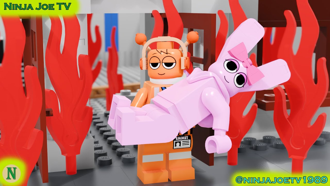 LEGO Sprunki Oren спасает Пинки из горящего здания!