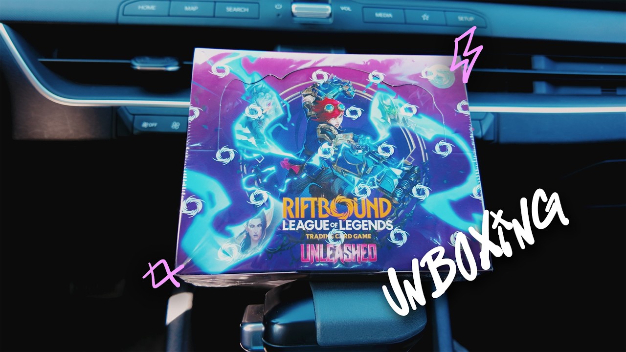 Unboxing Riftbound Unleashed in the parking lot