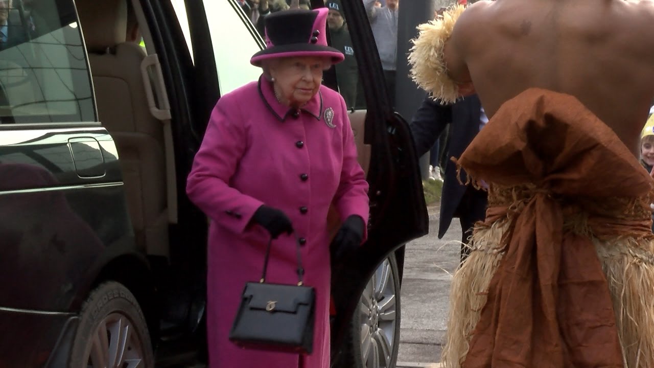 The Queen gets at Fijian welcome at the UEA in Norwich