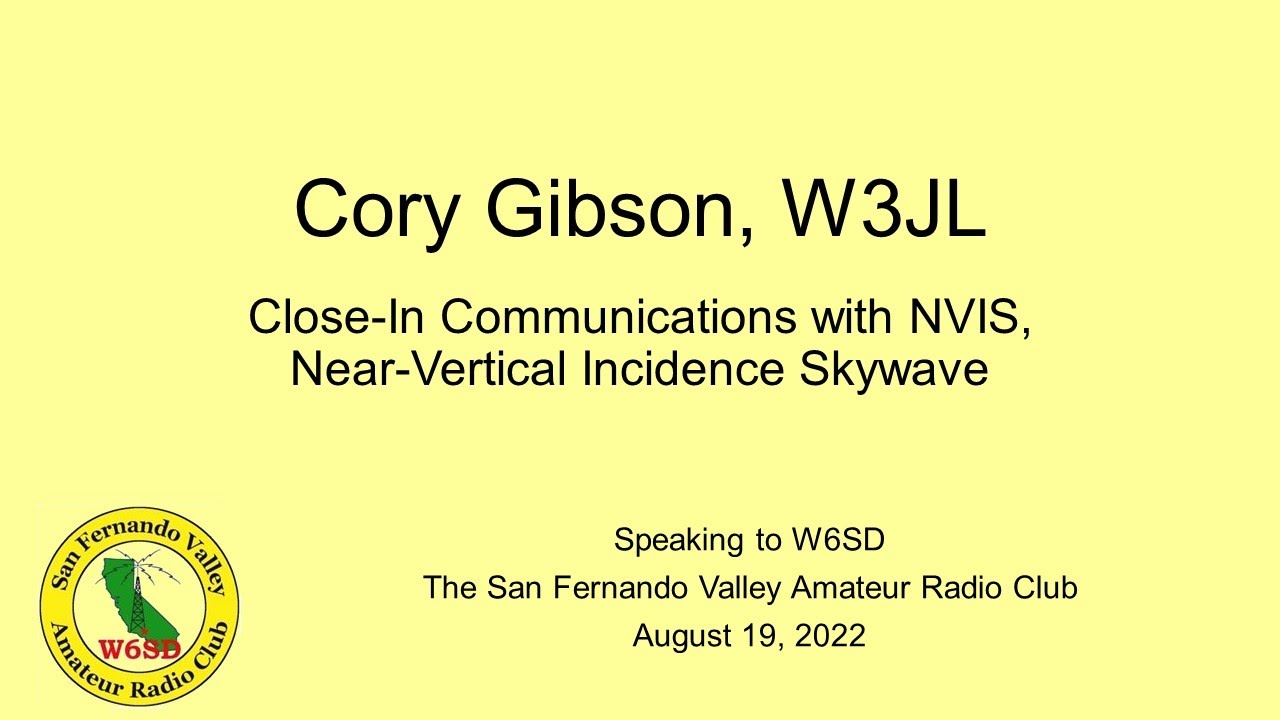 Cory Gibson, W3JL, on NVIS