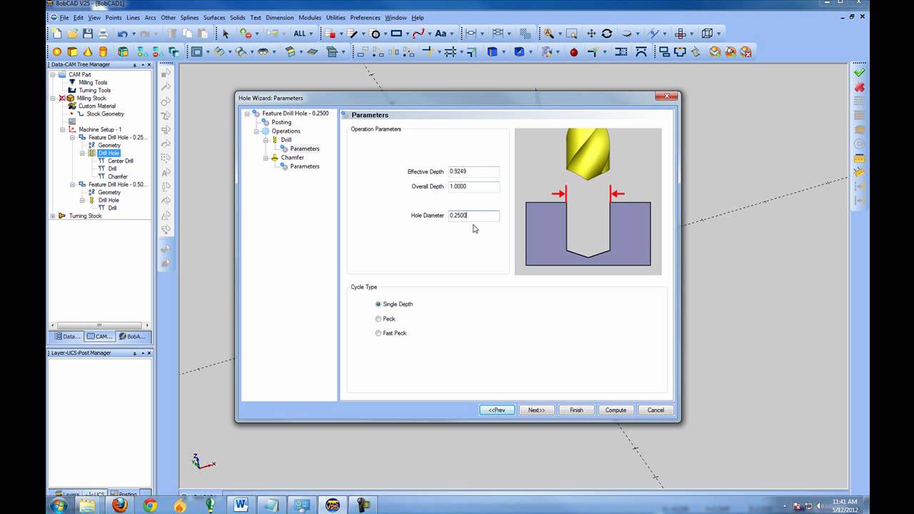 BobCAD-CAM V25 - Drilling Operation Setup for Mill & Router