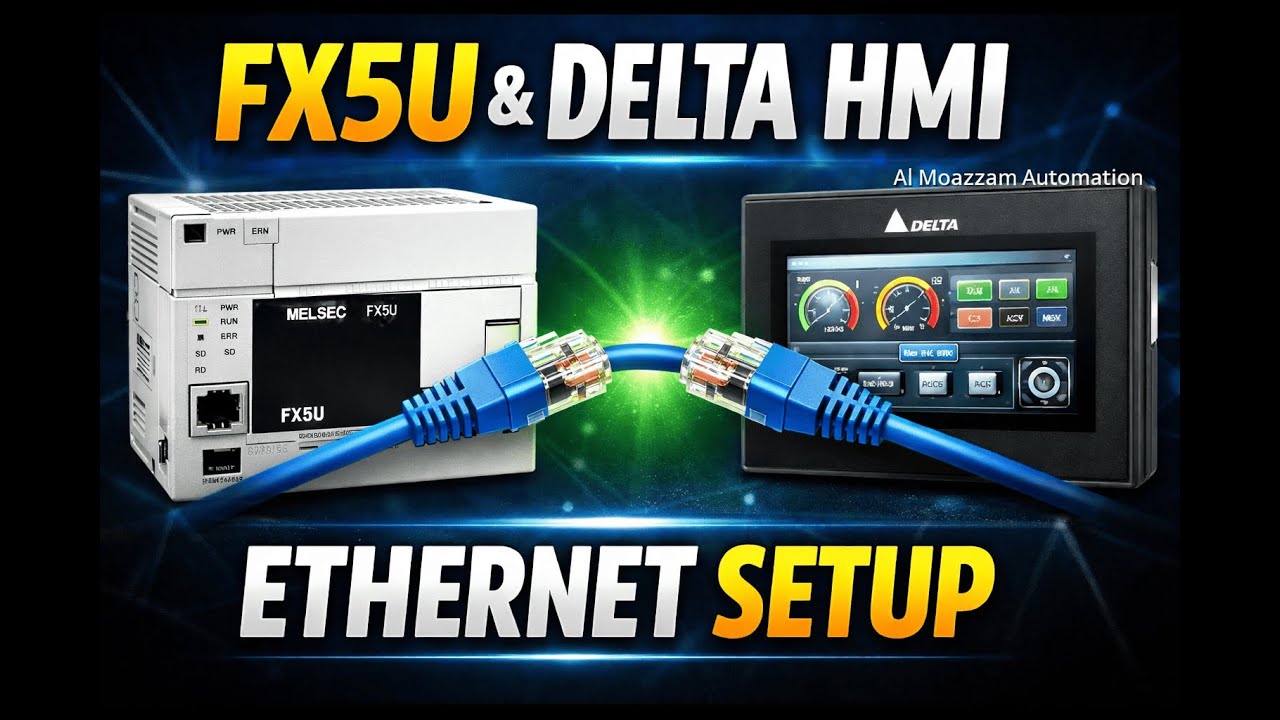 How to Connect Delta HMI with Mitsubishi FX5U PLC via Ethernet Complete Tutorial