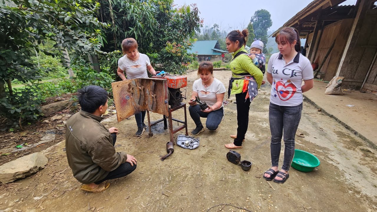 The mechanic went to another village to fix the badly damaged tractor
