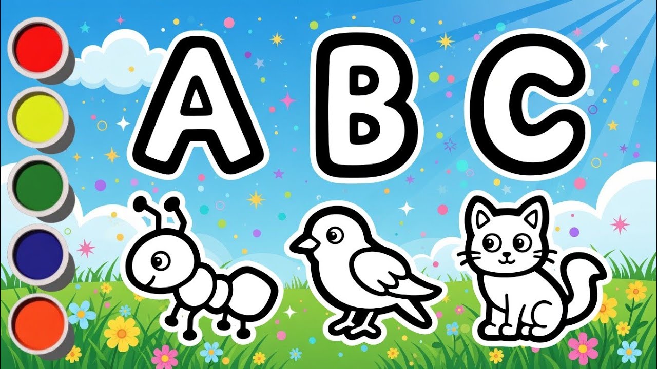 Раскраски с буквами алфавита для детей! 🐜🐦🐱 Учимся: А — муравей, Б — птица, В — кошка | Веселое о...