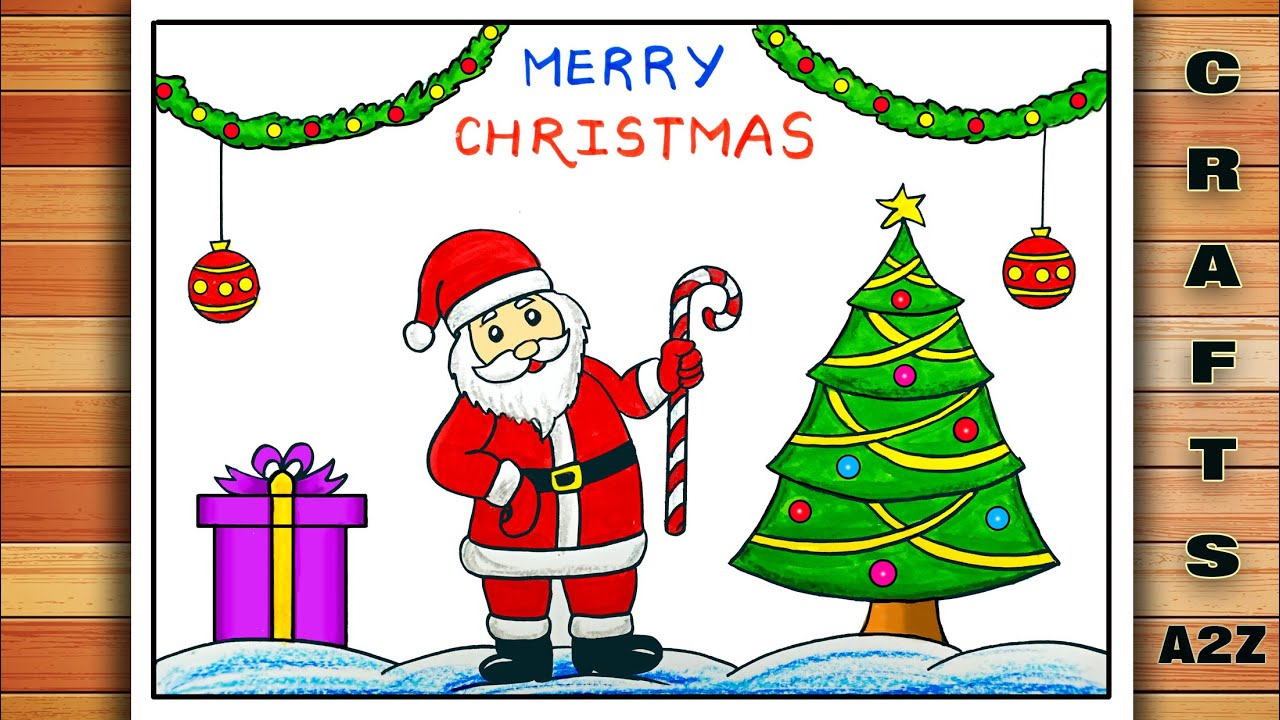 Christmas Poster Drawing Easy | Christmas Drawing Easy | Christmas Painting | Christmas Tree Drawing