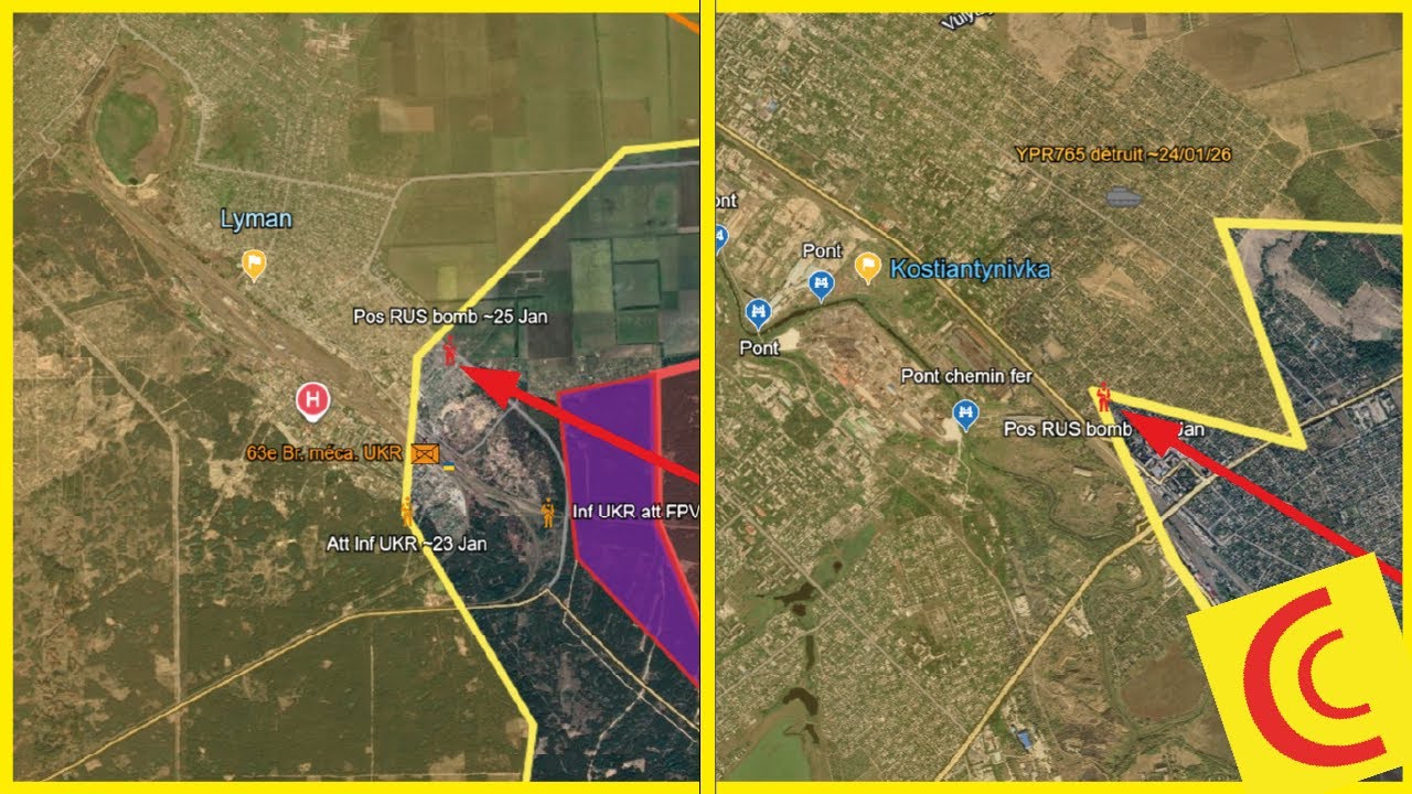 Conflit Ukraine 27/01/26 : infiltrations RUS au Sud-Est de Lyman & au Sud-Est de Kostyantynivka