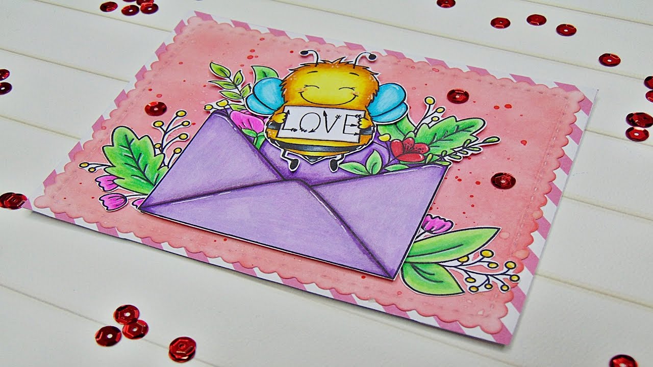 Basteln: Postkarte f&uuml;r den Muttertag / Muttertagsgeschenk / Tutorial f&uuml;r Anf&auml;nger