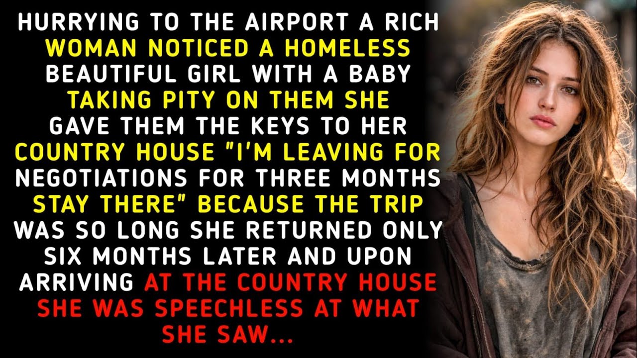 Rushing To The Airport, A Rich Woman Noticed A Beautiful Homeless Girl With A Baby. Taking Pity On..
