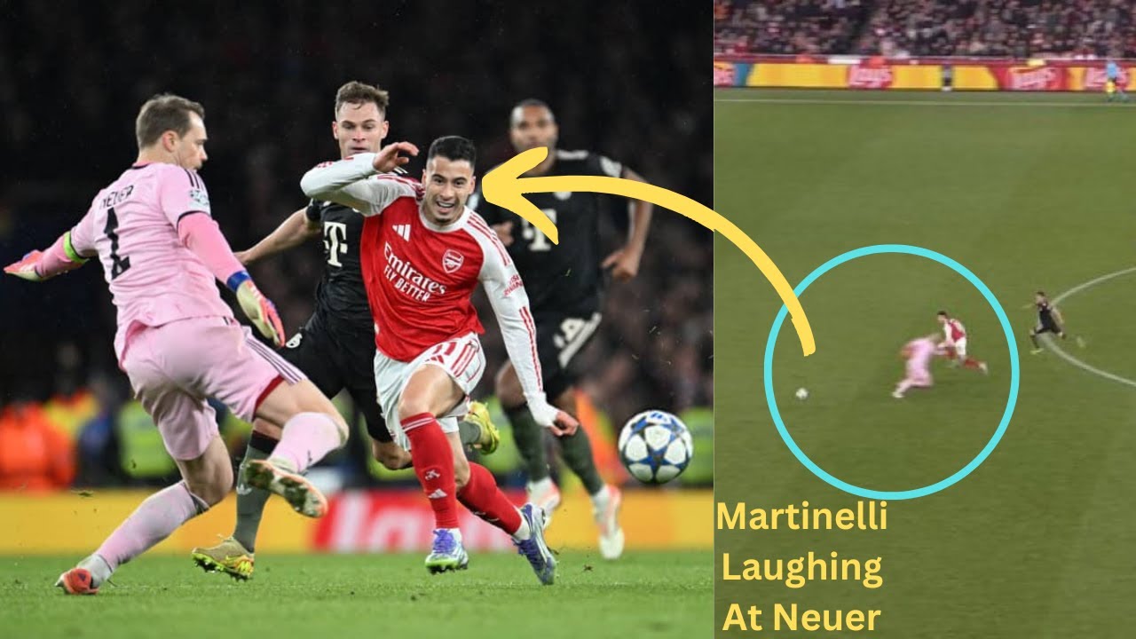 Gabriel Martinelli's Reaction After Passing On Neuer Gives Details vs Bayern In Champions League
