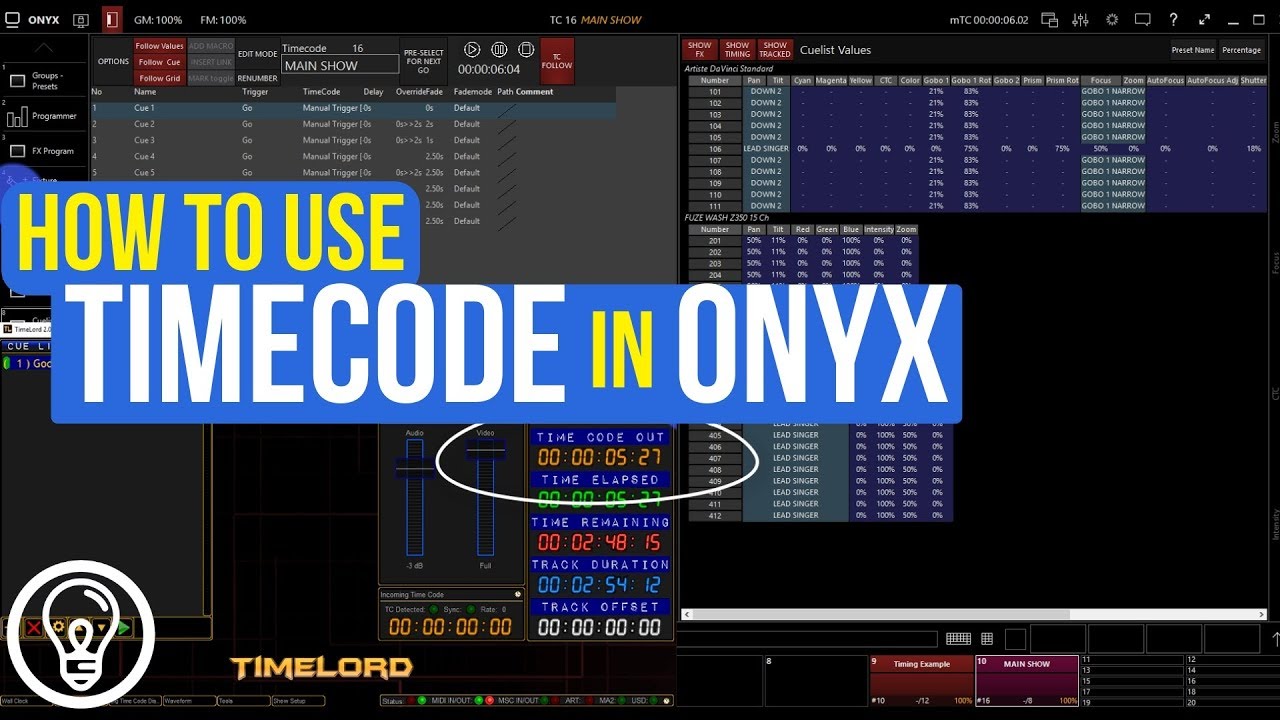 Как использовать таймкод с Onyx и TimeLord