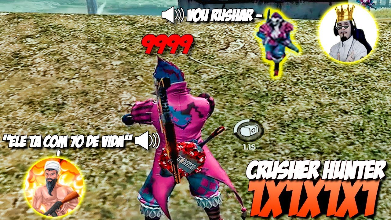 FUI TAPEADO!! CAIO VS CRUSHER VS HUNTER (X1) NO FREE FIRE