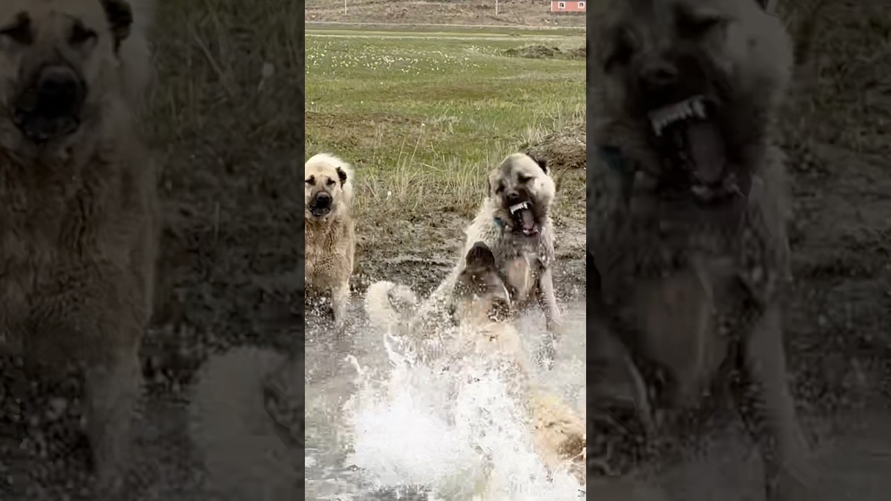 Derede inanılmaz m&uuml;cadele #kangaldog #kangal #k&ouml;pek #animals #s&uuml;r&uuml;k&ouml;pekleri #karabaş
