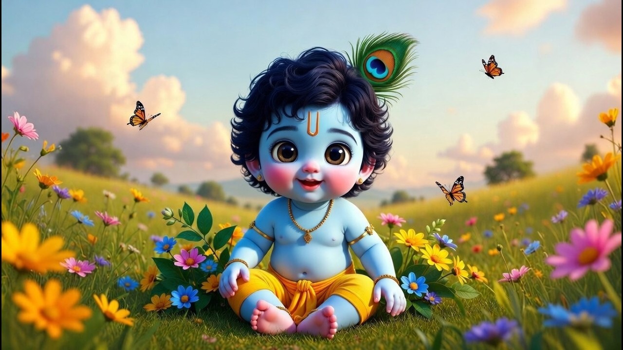 Achyutam Keshavam | Bal Krishna Animated Bhajan | Kids Cute Devotional Song #balbhakti 