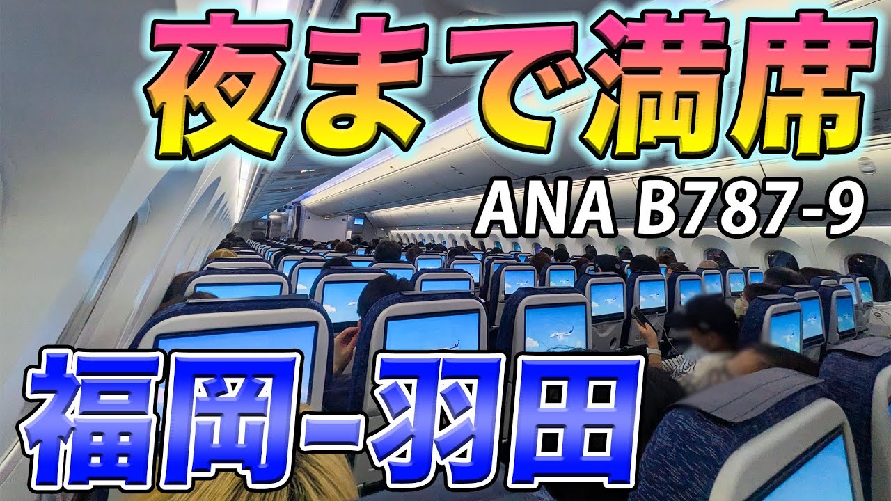 【常に満席】福岡発、便利なANA夜便！全席大画面のモニター付き、最新のB787は大盛況に！[国内線制覇 スピンオフ]