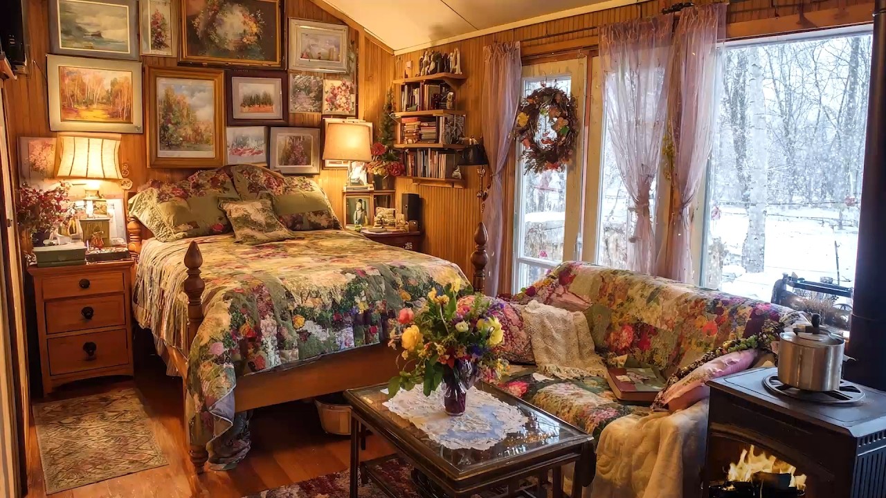 Peaceful Sleep: Cozy Cabin with Fireplace & Blizzard for Deep Rest & Anxiety Relief