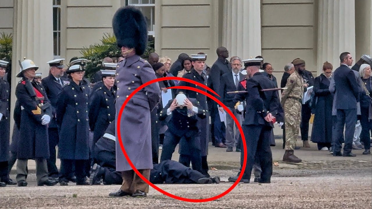 Unfortunate Moment: Royal Naval Personnel Collapses During Cenotaph Rehearsal